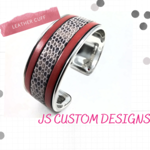 Shop North Dakota Red & Grey Genuine Leather Cuff Bracelet