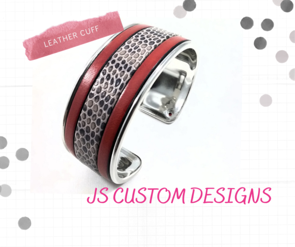 Shop North Dakota Red & Grey Genuine Leather Cuff Bracelet