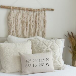 Shop North Dakota Coordinates Pillow, Custom Pillow, Personalized Location Pillow