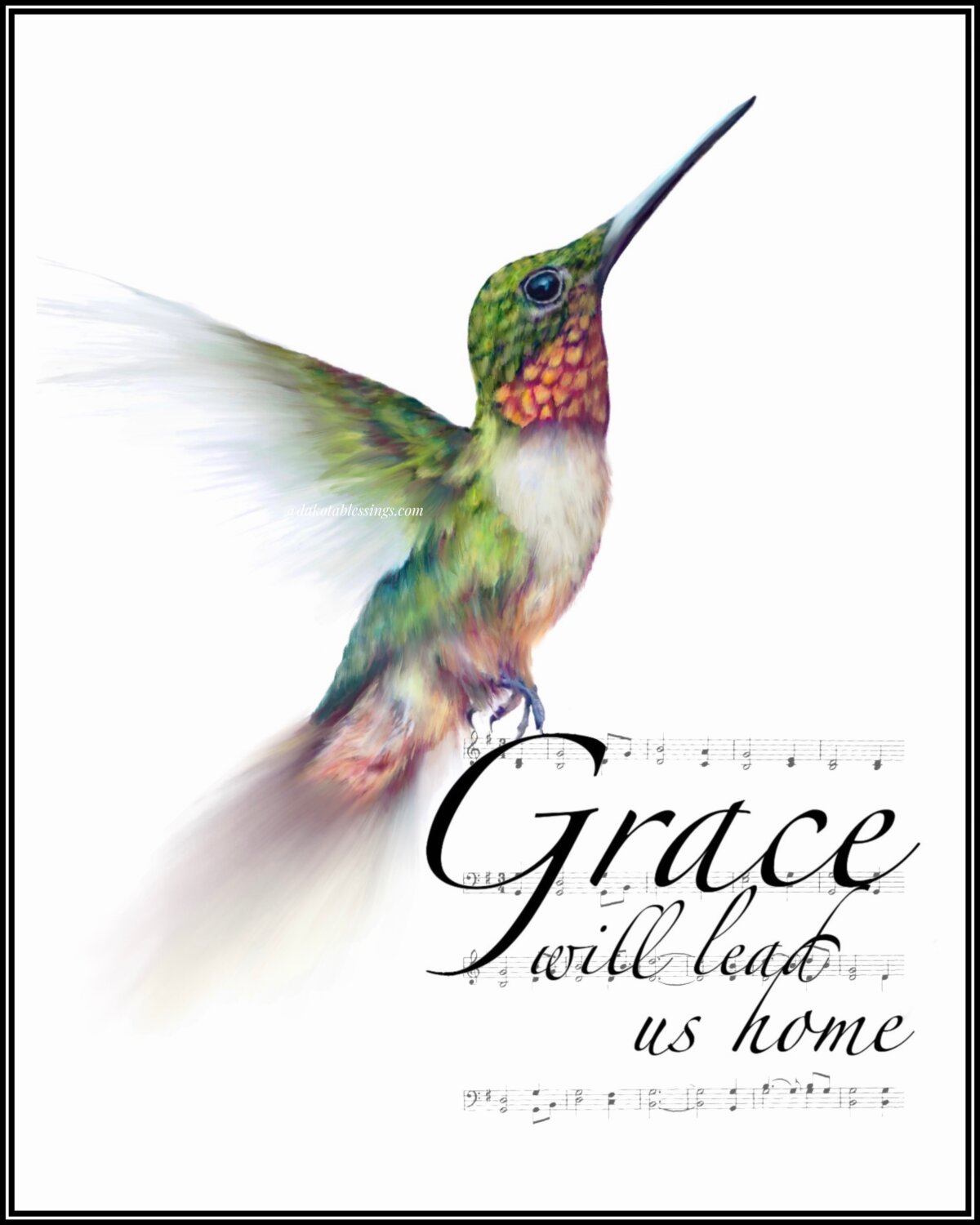 Shop North Dakota Hummingbird Amazing Grace Inspirational Art Print