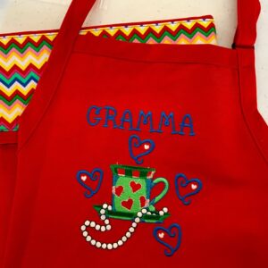Product image of Red Gramma Apron with Cup and Pearls