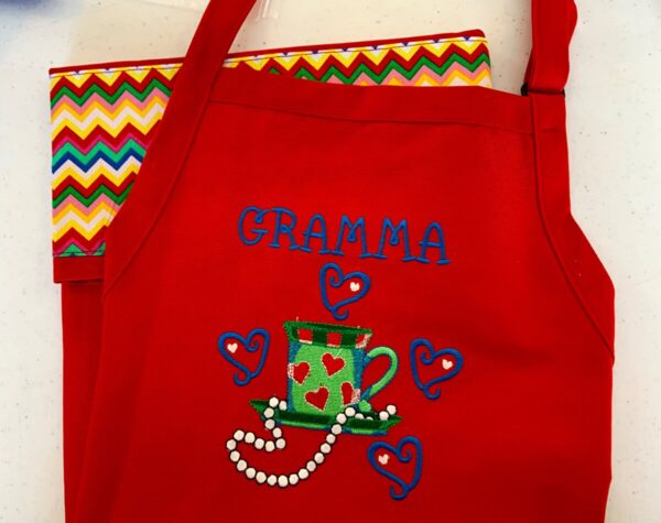 Product image of Red Gramma Apron with Cup and Pearls