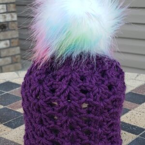 Shop North Dakota Purple baby hat with colored poof ball 3-6 month size