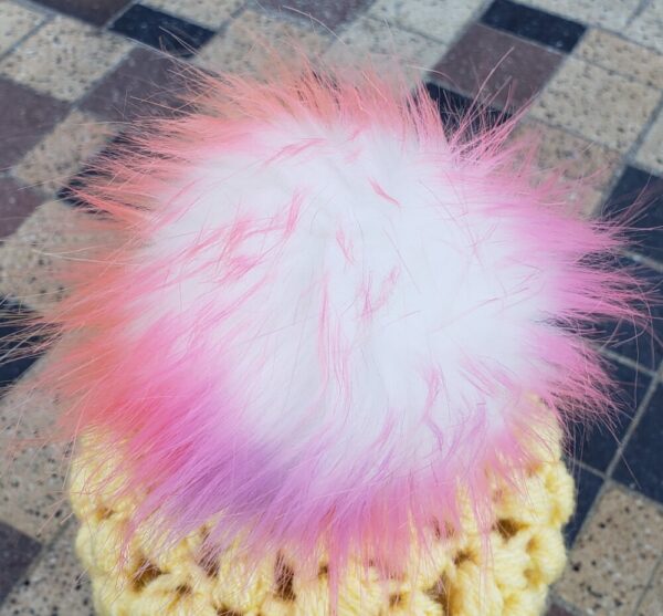 Shop North Dakota Yellow baby hat with colored poof ball 0-3 month size