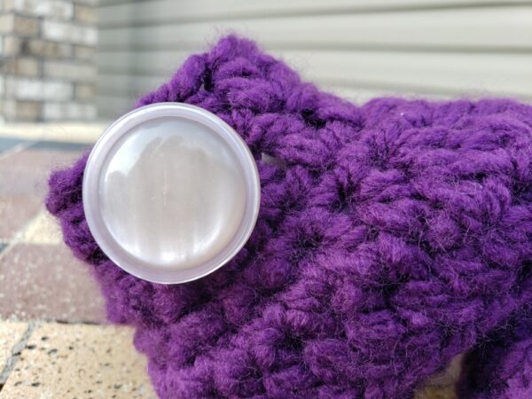 Product image of Purple baby booties with shiny pearl buttons 3-6 months