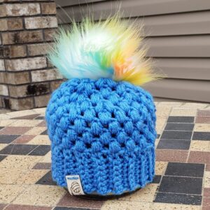 Shop North Dakota Blue & colorful poof ball Baby Hat
