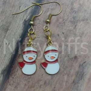 Shop North Dakota Snowman & Red Scarf Earrings
