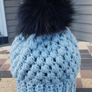 Shop North Dakota Light dusty blue hat with black poof ball 6-12 months size
