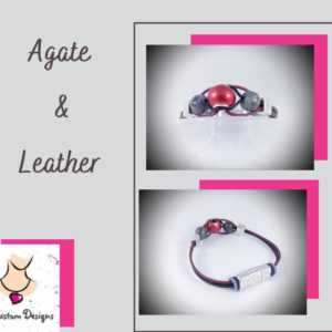 Shop North Dakota Agate & Leather Bracelet