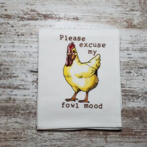 Product image of Embroidered Dish Towel – Fowl Mood