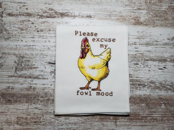 Product image of Embroidered Dish Towel – Fowl Mood