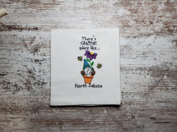 Product image of Embroidered Dish Towel – Gnome place like ND