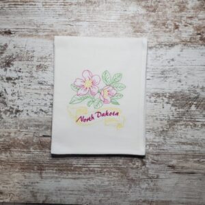 Shop North Dakota Embroidered Dish Towel – Prairie Rose State Flower