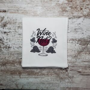 Product image of Embroidered Dish Towel – Wine Not?