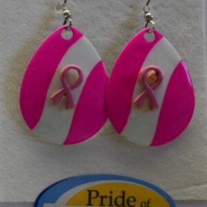 Product image of Pink Ribbon Fishing Spinner Earrings