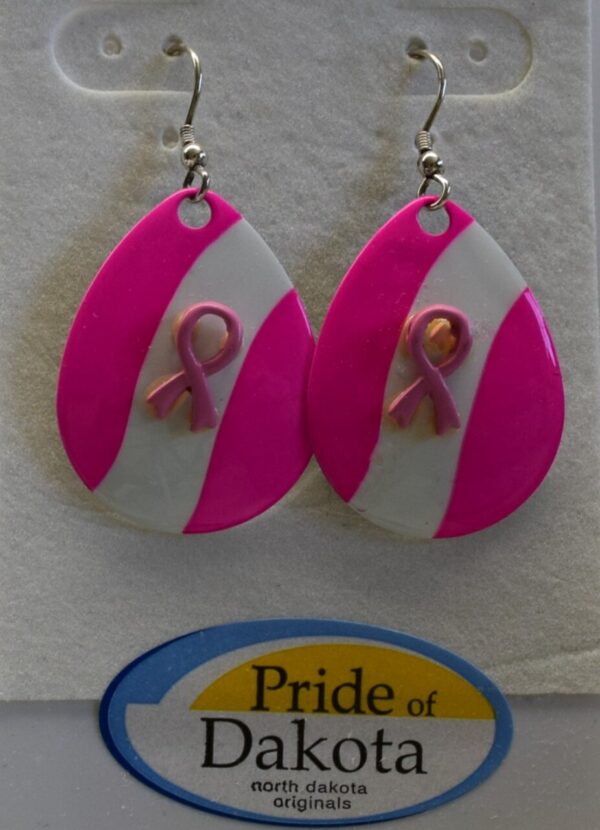 Product image of Pink Ribbon Fishing Spinner Earrings