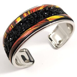 Shop North Dakota Black Leather Cuff Bracelet