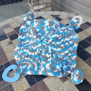 Shop North Dakota Sensory lovey blanket; blue/cream/brown