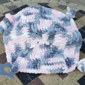 Shop North Dakota Sensory lovey blanket; pink and grey