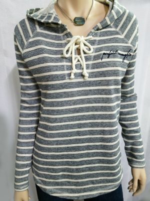 Product image of Perfect Enough Blue Stripe Lace Up Hoodie