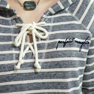 Product image of Perfect Enough Blue Stripe Lace Up Hoodie