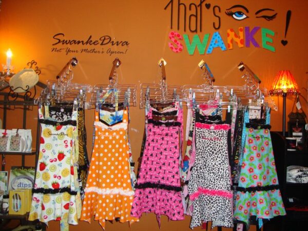 Product image of Swanke Diva® Apron | Orange + White Polka Dots