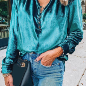 Product image of Ruffled Collar Velvet Blouse