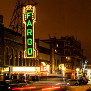 Shop North Dakota Fargo Theatre at Night in Fargo, North Dakota, Magnet