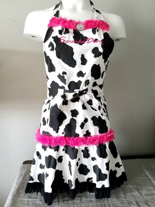 Product image of Handmade Apron, Black and White Cow Print | Swanke Diva®