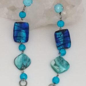 Shop North Dakota Handmade crystal, foil glass beads, shell, dangle earrings