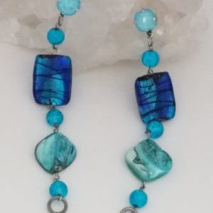 Product image of Handmade crystal, foil glass beads, shell, dangle earrings