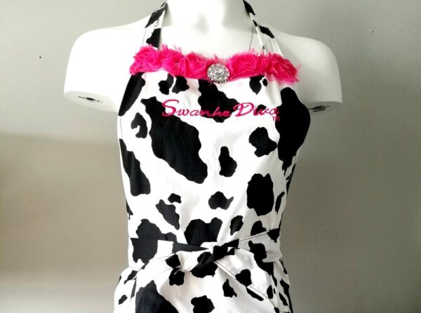 Product image of Handmade Apron, Black and White Cow Print | Swanke Diva®