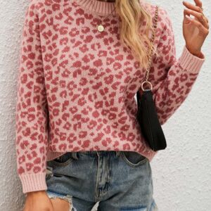 Shop North Dakota Pink Leopard Print Sweater