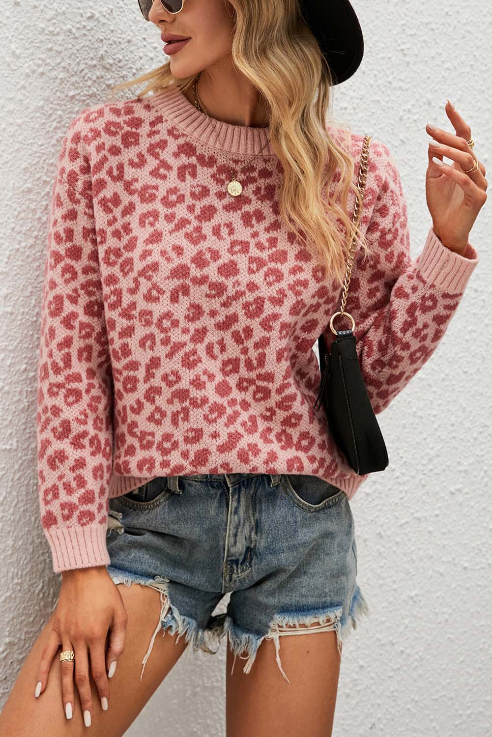 Pink Leopard Print Sweater - Shop North Dakota