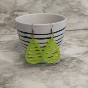 Shop North Dakota Vented tear drop earrings neon yellow