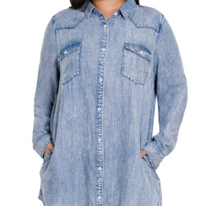 Product image of Acid Wash Longline Chambray Shirt