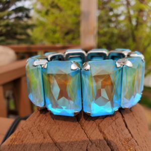 Product image of Mermaid Kiss • Genuine Crystal Rectangle Stretch Bracelet