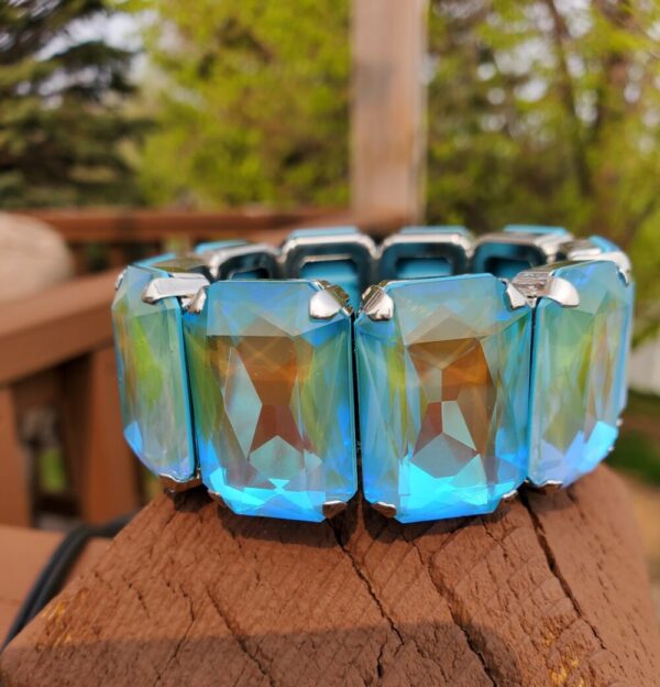 Product image of Mermaid Kiss • Genuine Crystal Rectangle Stretch Bracelet