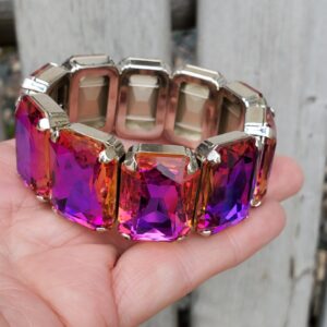 Product image of Volcanic Bliss • Genuine Crystal Rectangle Stretch Bracelet
