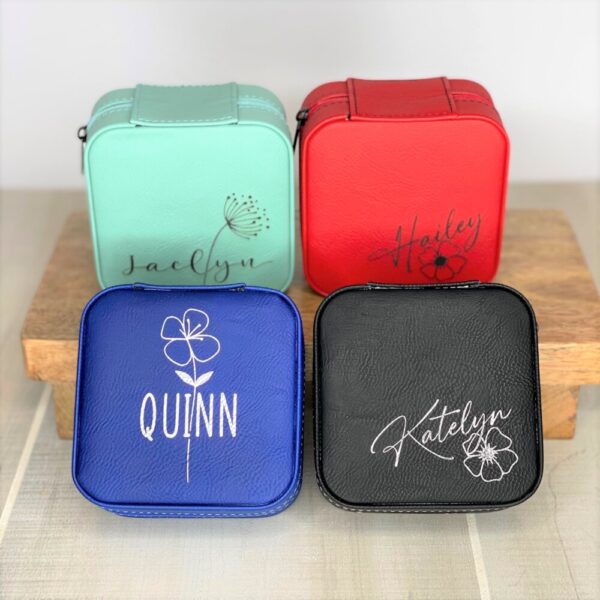 Product image of Custom Engraved Leather Travel Jewelry Box