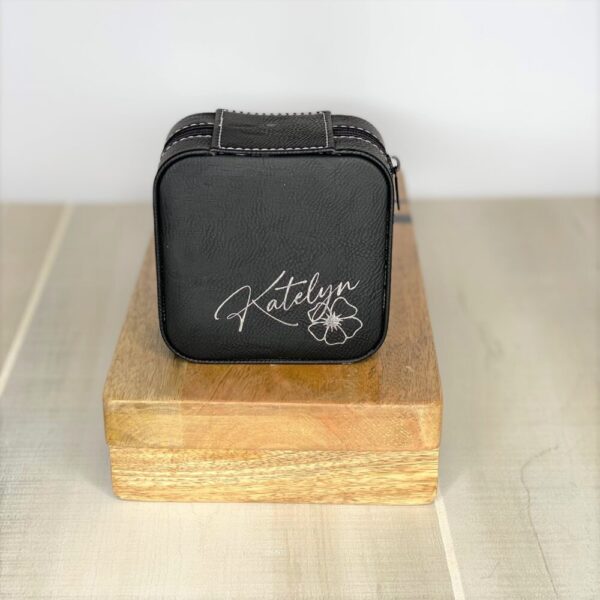 Product image of Custom Engraved Leather Travel Jewelry Box