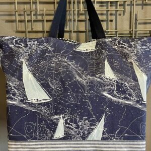 Product image of Oversized Tote Navy Sailboats