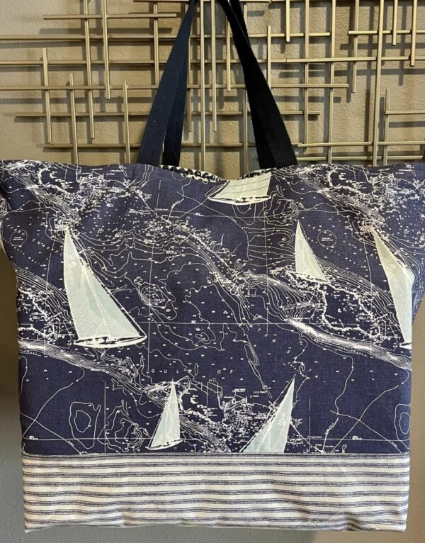 Product image of Oversized Tote Navy Sailboats