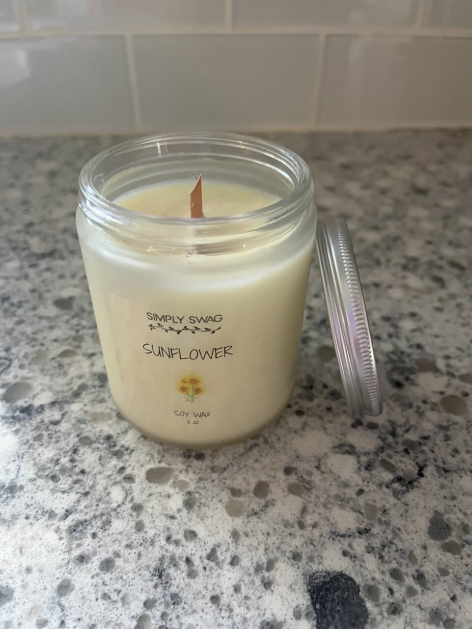 Candle, Soy Wax, Wooden Wick, Sunflower