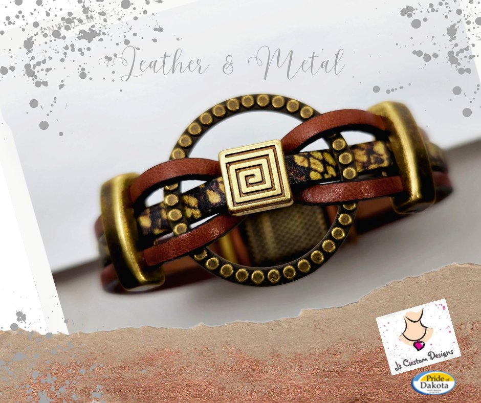 Leather shop metal bracelet