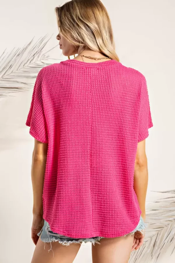 Product image of Hot Pink Waffle Knit Top