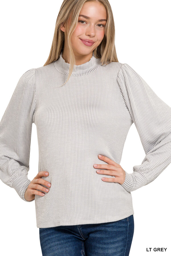 Product image of Ribbed Mock Neck Long Sleeve Top