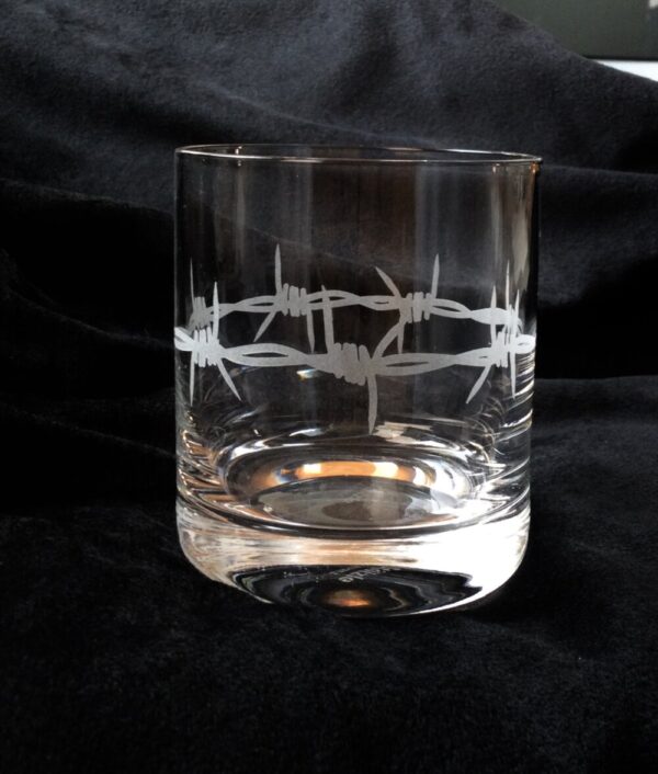 Product image of Sand Carved Barbed Wire Whiskey Tumbler