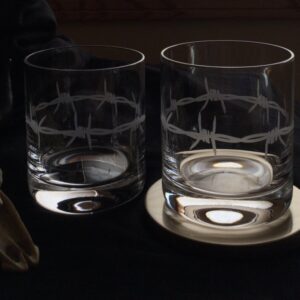 Product image of Sand Carved Barbed Wire Whiskey Tumbler