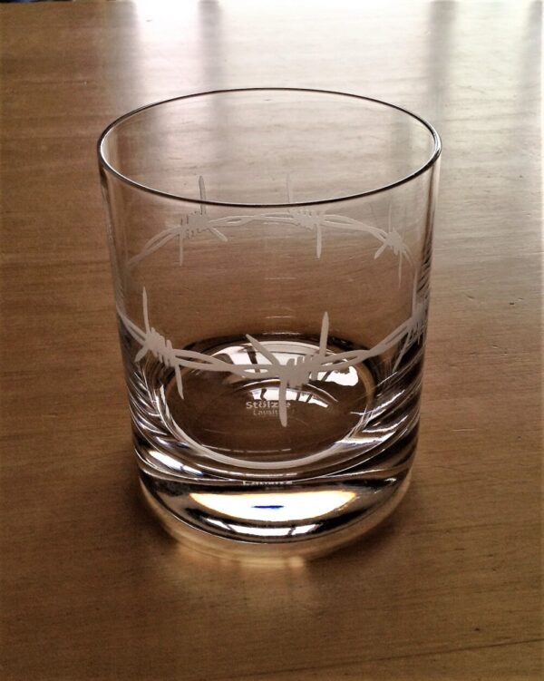 Product image of Sand Carved Barbed Wire Whiskey Tumbler